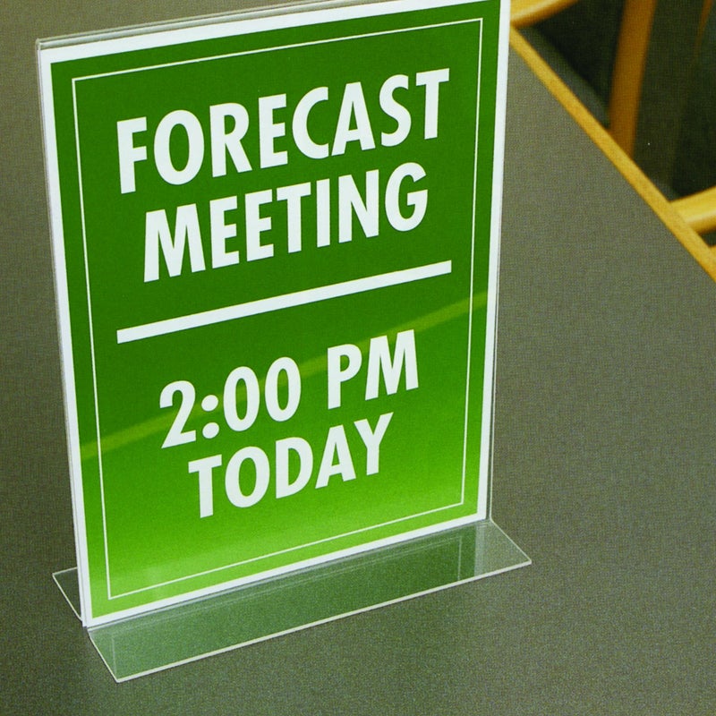 NuDell 5" x 7" Table Top Double Sided T-Base Freestanding Sign Display Frame, Clear - Image 2
